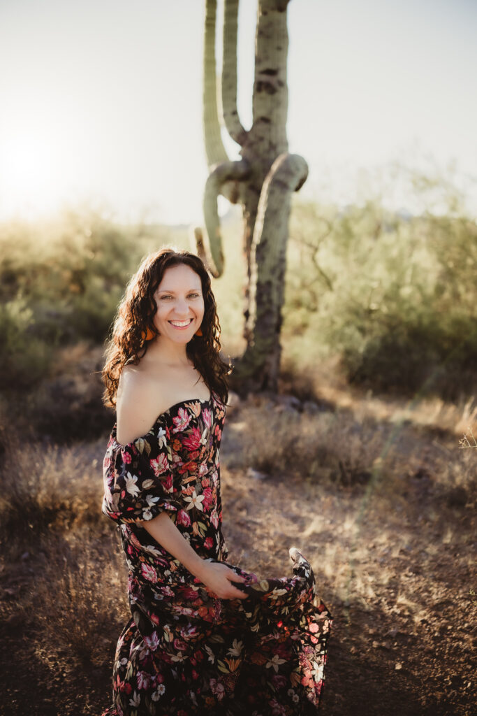 professional headshots taken in the desert near cactus