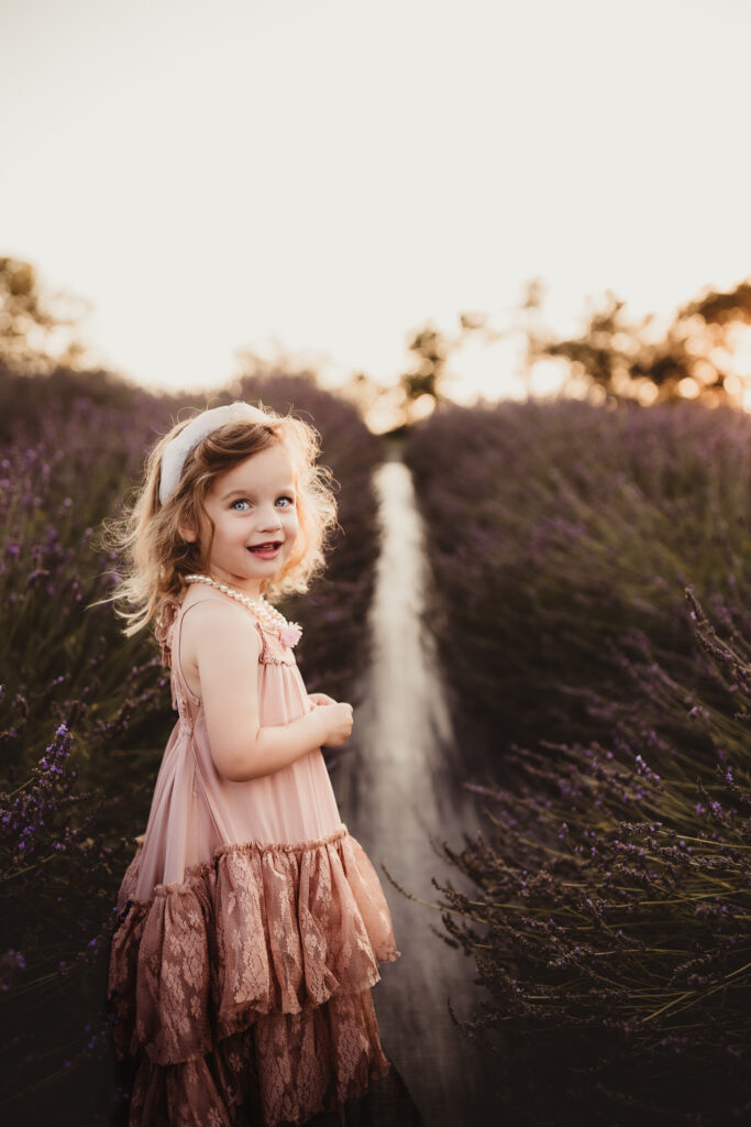toddler photoshoot in lavender in iowa