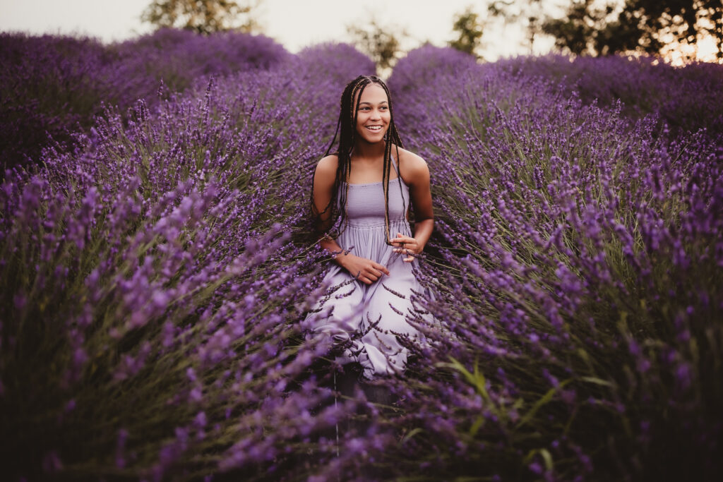 sitting in lavender field Oxford, iowa